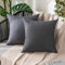 MIULEE 2er Set Wasserdicht Kissenbezug Outdoor Sofakissen Dekokissen Modern Kissenbezüge Dekorativ Kissenhülle Deko aus Polyster Leinen-Optik für Garten Sofa Wohnzimmer Bett 40x40 cm Dunkelgrau
