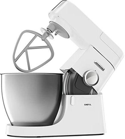 Kenwood KVL4100W Planetary Chef XL Knetmaschine mit 6,7 l Schüssel, 3 Mischhaken, personalisierbar mit über 25 optionalen Zubehörteilen separat erhältlich, 1200 W, weiß glänzend