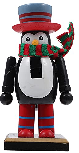 Amosfun 1pc Christmas Penguin Ornaments Chef Nutcracker Gingerbread Nutcracker Figure Christmas Table Sign Xmas Collectible Xmas Indoor Animal Resin