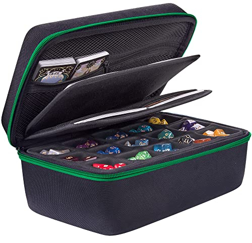 SIQUK Würfeletui kompatibel mit DND Würfel Set, Tischspiele Würfel Fall und Würfel Rollen Tablett Würfeltablett Würfelschale RPG Fall Veranstalter DND Organizer (Grün)