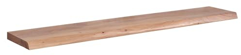 Wohnling Wandregal mit Baumkante Akazie Massivholz 140 cm, Design Schweberegal Wandboard Massiv, Regal Holz Natur, Landhausstil Hängeregal