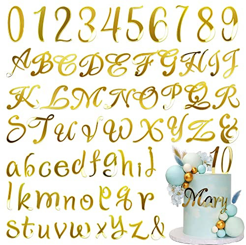 Acrylic Alphanumeric Cake Decoration DIY Cupcake Decoration A-Z Alphanumeric Mirror Gold 0-9 Cake Decoration Pick Personalized Letters Anniversary Wedding Baby Shower Party Supplies (Copperplate)