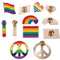 CoolChange Regenbogen Anstecker Set | LGBT Pin | 12 Stück | Pride Fahne Metallanstecker | vers. Formen Peace, Herzchen, Flagge