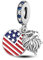 Streetculture USA Flagge Adler Amerika Silver Eagle Weißkopfadler - Charm 925 Silber Bettelarmband Anhänger Schmuck Geschenk Sterlingsilber