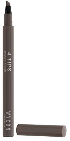 WYCON cosmetics 4 TIPS BROW MARKER - Pennarello Sopracciglia con applicatore a 4 punte in feltro, tratto sottile delicato naturale e resistente all’acqua (03 MEDIUM BROWN)