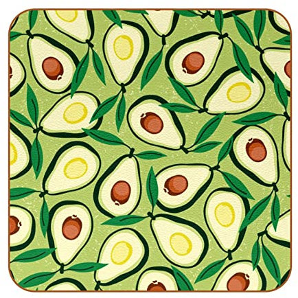 Set mit 6 rutschfesten Avocado-Untersetzern, quadratisch, für Tischplatten, leicht zu reinigende Getränkeuntersetzer