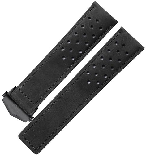 NEYENS Echtes Leder Armband Für TAG Heuer Uhrenarmband Mit Faltschließe 20mm 22mm Grau Schwarz Braun Kuh Leathr Band, 22 mm, Achat