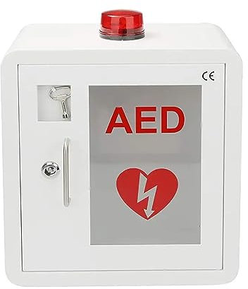 AED-Defibrillator-Aufbewahrungsschrank, Erste-Hilfe-Set, Aufbewahrungsschrank für Herz-Defibrillator, AED-Alarmbox mit Schlüssel und Alarm, passend für die meisten AED-Modelle, für Büro, Pflegeheim