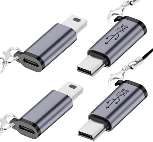 Seminer Adattatore da USB C a Mini USB (4 Pack), Tipo C Femmina a Mini USB Maschio Convertitore, Compatibile con Fotocamere Digitali, Computer, GPS