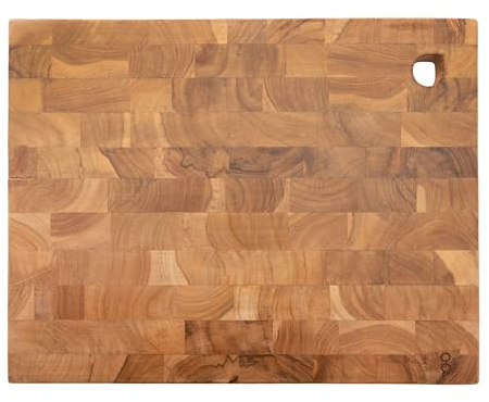 Point-Virgule Tabla de cortar de madera de teca, 40 x 30 x 2 cm