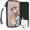 kwmobile Handytasche für Smartphones L - 6,5 - Neopren Handy Tasche Hülle Cover Case Schutzhülle - Lustige Hunde Braun Weiß Taupe - 16,5 x 8,9 cm Innenmaße