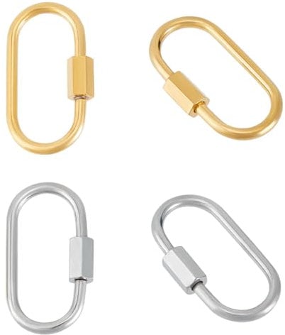 UNICRAFTALE 4Pcs 2 Colors 304 Stainless Steel Screw Locking Keychain Carabiner Clasp Oval Screw Carabiner Lock Metal Keychain Clip Hook 26mm for Handbag DIY Accessory Jewelry Making