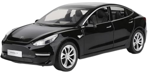 Motorfahrzeuge Replika Auto 1:24 Für Tesla Model 3 Legierung Auto Modell Druckguss Fahrzeug Simulation Sound Und Licht Sammlung Originalgetreue Nachbildung (Color : Black)