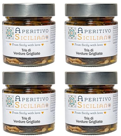 Aperitivo Siciliano - Tris di Verdure grigliate - Made in Italy - 4 vasetti da 220 gr