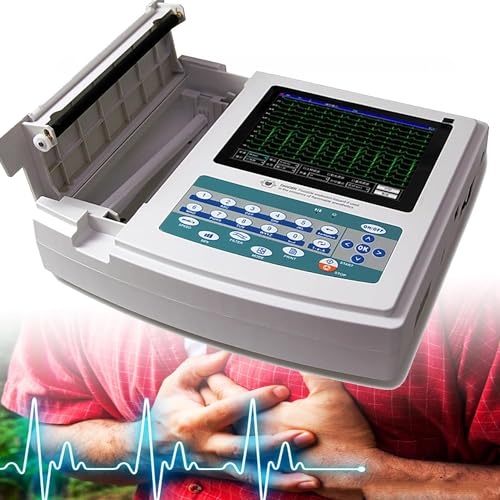 GBHJJ Electrocardiograph Heart Monitor, Portable 12 Lead ECG Monitor, Record Waveforms Manually Or Automatically, for Care Vital Signs, with ECG Waveform Demonstration Mode