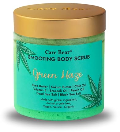 Care Bear Glättendes Körperpeeling 350 g, Тotes Мeersalz Peeling, intensiv feuchtigkeitsspendende Gurke, Vitamin E, Sheabutter – natürliche Inhaltsstoffe