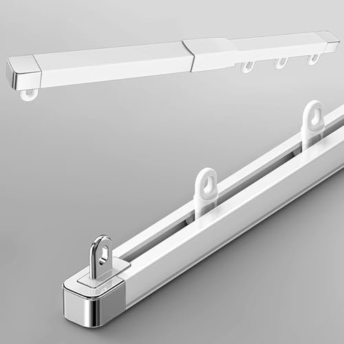 Deckengardinenschiene, Einziehbare Vorhangschiene Gardinen Schienensystem Deckenbefestigung Gardinenschiene, Für Vorhänge Fenster Balkon Büros Hotels Kliniken(Size:1.15m-2.1m(3.7ft-6.8ft))