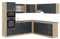 Vicco Eckküche R-Line, Schwarz Beton/Goldkraft Eiche, 237 x 247 cm AP Eiche