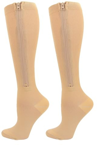 2 paia di calzini a compressione con cerniera, per donne e uomini, con punta chiusa, supporto graduato, calze a compressione per sport, corsa, viaggi, infermiere