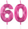 Hot Pink 60th Birthday Candles for Cake, Number 60 Candle for 60th Birthday Decorations, 3D Design Cake Topper Decor for Girls Womens Birthday Theme Party Weddings Anniversary Celebration Supplies