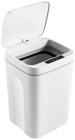 CCAUUB Poubelle automatique de 4,23 Gal - Sans contact - Avec détecteur de mouvement - Poubelle électrique blanche avec éclairage LED - Pour chambre à coucher, salle de bain, cuisine