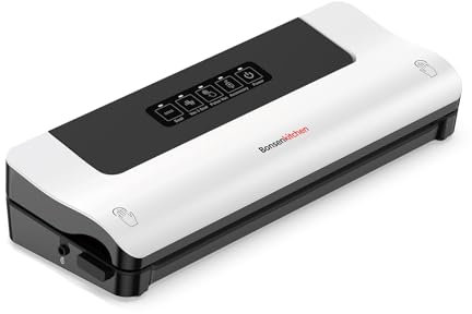Bonsenkitchen Compact Vacuum Sealer - Fast Automatic Food Vacuum Sealer, Vacuum machine vacuum for 15 seconds for Sous Vide, Meats, Cheeses and Meal Preparation - Effective Extension of Food Freshness