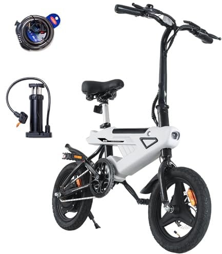 E-RIDES Vélo électrique 250W Pliant avec pneus de 14, Batterie Lithium 36V/6.4Ah, 7 Vitesses, autonomie de 10-15KM, pour la Montagne et la Ville, vélo électrique Tout-Terrain Homme & Femme (A02)