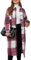 Jhsnjnr Veste à carreaux en flanelle pour femme, surdimensionnée, manches longues, revers boutonné, chemise à carreaux, en coton, veste longue, rouge bordeaux, L