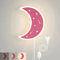 KZT Wandleuchte Kinder Wandlampe mit Schalter und Stecker Dimmbar LED Mond Lampe 3000K Warmweiß Nachttischlampe Nachtlicht für Mädchen Schlafzimmer Babyzimmer Kinderzimmer, Rosa Mondlampe, 180cm Kabel