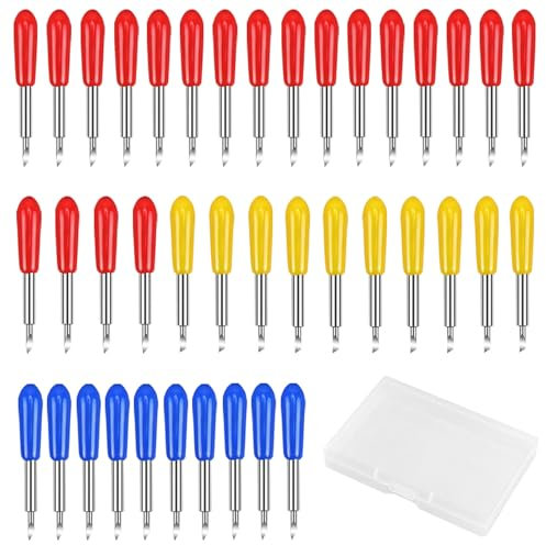 aiyraa 40 Stück 30/45/60 Grad Roland Schneidklinge für Cricut Maker 3 Klingen Ersatz, 10 PCS 30°/ 20 PCS 45°/ 10 PCS 60°, Vinyl Cutter Plotter Schneidklingen Klingen Schriftzüge für Explore Air/Air 2