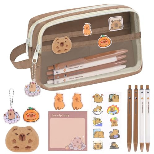 OFFCUP Federmäppchen Capybara Mäppchen Große Kapazität, Pencil Case Teenager Stiftetasche Tragbare Schreibwaren Tasche, Federtaschen Schlampermäppchen mit Reißverschluss Federmappe für Schule Büro