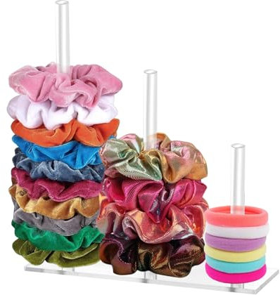 3 Tier Scrunchie Halter Ständer, Acryl Haargummi Aufbewahrung Transparenter Saufbewahrung für Haargummis, Haarschmuck Organizer Haargummis und Spangen Mädchen für Stirnband Klauenclip-Armbänder