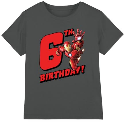 Iron Man Boy's Iron Man Birthday 6 Unisex Kids T Shirt T-Shirt (Pack of 1)