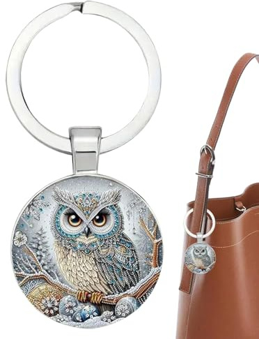 BLERING OWL - Bowl Key Ring Keys Home Keys Holder | Schmuck Eule Vogel Schlüsselanhänger | BOWL Key Ring Keys Home Keys Halter | Neuartige niedliche Tasche Anhänger Auto Ring Schlüssel für Ihre