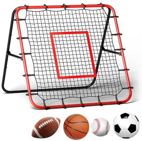 JASCOPRO Rebounder für Fußball, 18-Fach verstellbares Rebounder-Netz | für Fußball, Baseball, Basketball, Rugby, Soccer-Trainingsausrüstung für Schuss-, Pass- und Ballannahme Training