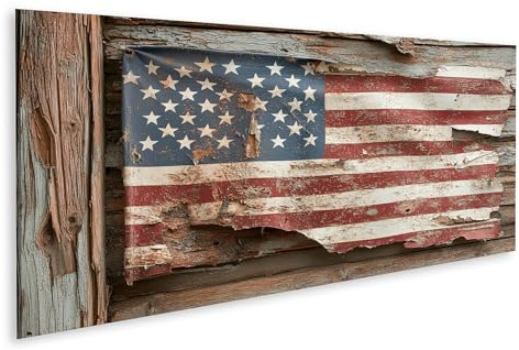 islandburner Quadro su tela Bandiera americana su parete in legno per soggiorno patrioti ufficio civico immagini murale poster
