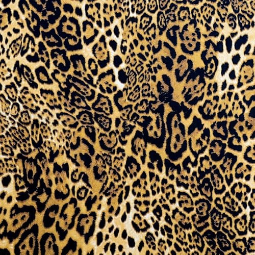 Rose and Hubble Stoff mit Tierdruck, 150 g/m², 152,4 cm breit, 100 % Baumwolle, Digitaldruck, ideal zum Schneidern, Basteln, Quilten, Tischdecken, Kissenbezüge und Heimdekoration (Leopard, 1 Meter)