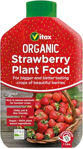 Vitax Organic Liquid Strawberry Feed 1L, Natural High Potash Fertiliser for Healthy Growth, Rich Flavour and Increased Yields of Strawberries and Soft Fruits Ideal for Grow Bags Red - 1 Pack