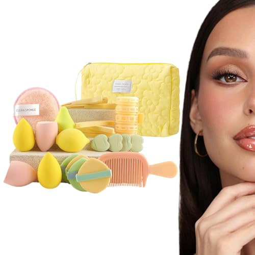 Complete Cosmetic Tool Set Including Foundation Blender and Stylish Makeup Bag, Beginner-Friendly Travel Case Organizer with Essential Beauty Accessories for Daughter, Mom, Wife