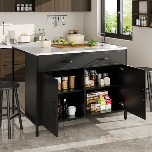 DRIXNO Schwarzer Stehtisch, Küchenarbeitsplatte, Kaffeebartisch, geeignet für Wohnzimmer, Esszimmer, Tischplatte mit Marmorstruktur, Verstellbare Füße