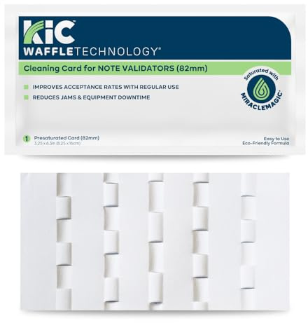KICTeam - Waffletechnology® Cleaning Cards for Euro Currency Acceptors & Banknote Validators (15 Cards) - Presaturated with MiracleMagic® - 82mm Width