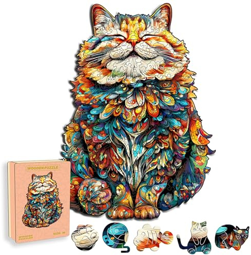 Holzpuzzle Erwachsene, einzigartiges Holz Puzzle, Tiere Holzpuzzle Katze
