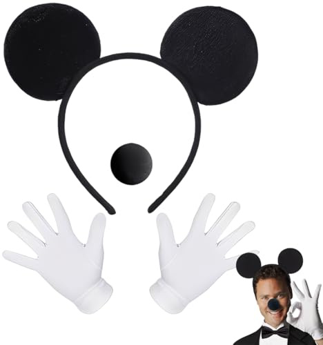 YUVKIN Costume Mouse avec jupe serre-tête avec oreilles de souris, gants, nez et nœud papillon, deguisement adulte idéal pour Carnaval, Mardi Gras et fêtes à thème