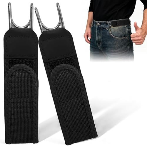 Gürtel Ohne Schnalle Herren Damen, 2 Stück Schnallenloser Gürtel Herren, Elastischer Gürtel Herren Mit Metallhaken und Klettverschluss für Beruf Freizeit Business, Valentinstagsgeschenk für Sie Ihn