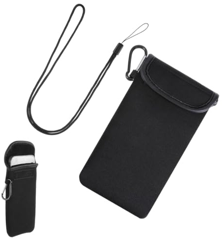 TAHJOS Custodia Telefono In Neoprene, Custodia Per Telefono Con Laccio Da Collo, Custodia Universale Per Telefoni Sotto I 6,7 Pollici, Nera, Con Moschettone, Portachiavi