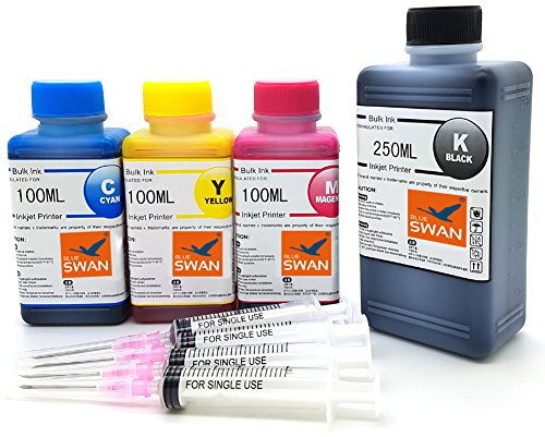 BLUE SWAN 550ml Nachfülltinte kompatibel mit HP 62 62XL Patronen – für HP OfficeJet 200 250 5740 5742 sowie HP Envy 5540 5548 5640 5646 7640 Nachfüllset mit Spritzen & Handschuhen