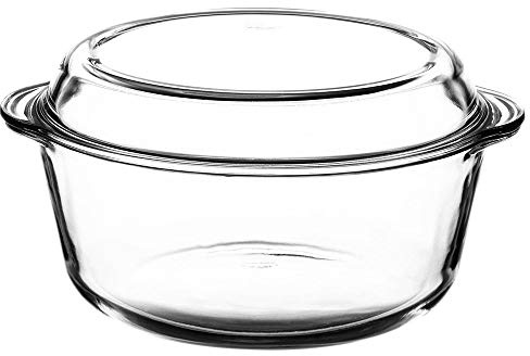 Dajar Ambition Tapa Excellent de 24 cm, Olla de Cristal, Resistente al Fuego, Recipiente de Cristal, Molde para Horno – Cortador Redondo Transparente, 27 x 24 x 13,5 cm