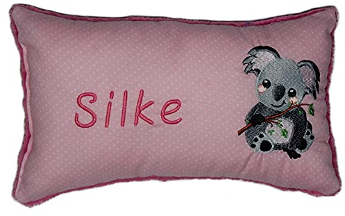 Momelie Rosa Schmusekissen * Kuschelkissen * Koala * mit Namen Bestickt * 17 x 29 cm * SK-pi_0061