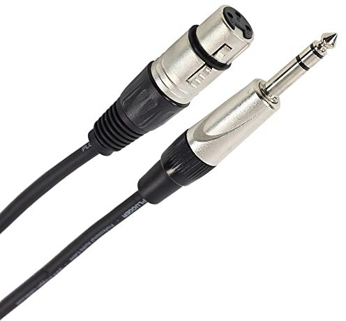 Plugger, câble audio symétrique XLR femelle/Jack stéréo TRS mâle 6,35mm. Ampli, basse, guitare, haut-parleur, appareil DJ, synthé, carte son et autres. Longueur 1,5 mètre. Qualité Professionnelle. Noir