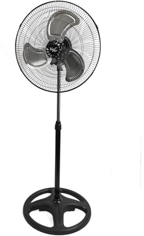 Vie Air Heavy Duty Pedestal Powerful and Quiet Oscillating Metal Stand Fan, 18 Inch, Black
